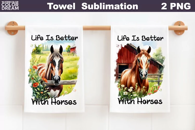 Horse Towel Sublimation | Waffle Kitchen Towel