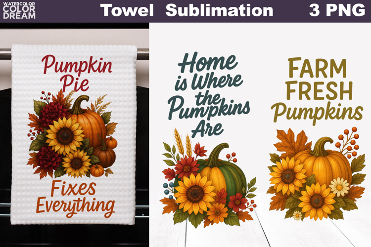 Pumpkin Floral Towel | Thanksgiving Sublimation