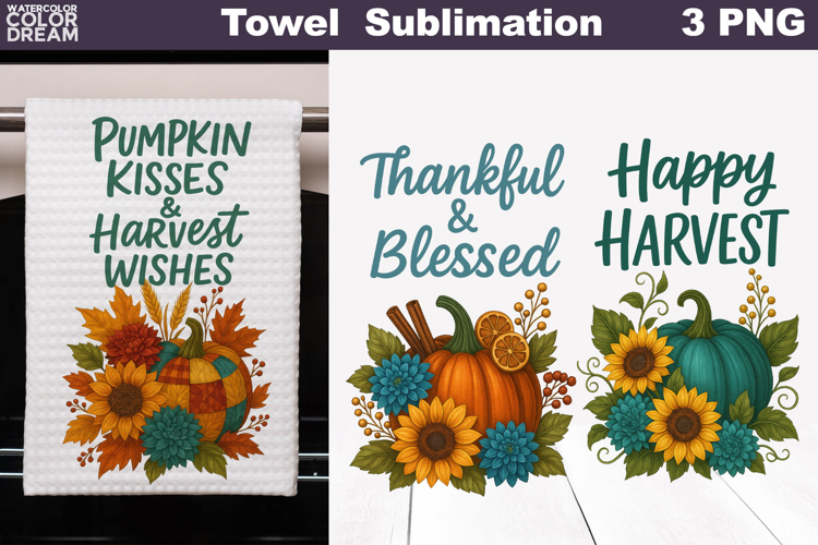 Pumpkin Floral Towel | Thanksgiving Sublimation