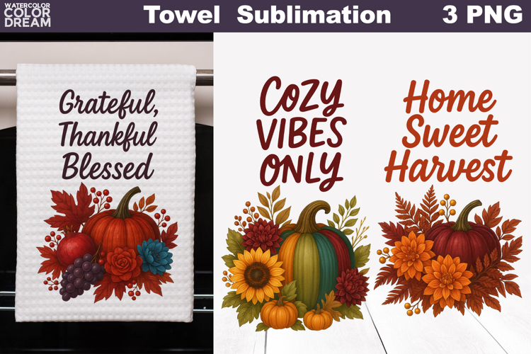 Pumpkin Floral Towel | Thanksgiving Sublimation