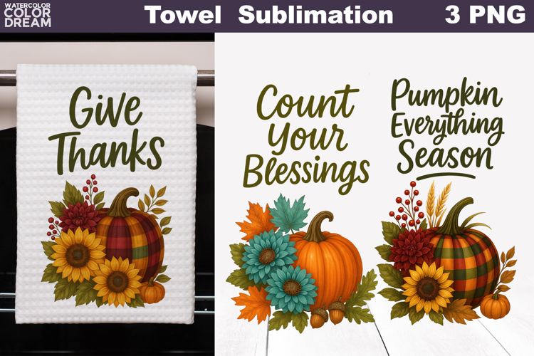 Pumpkin Floral Towel | Thanksgiving Sublimation