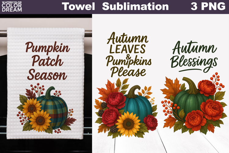 Pumpkin Floral Towel | Thanksgiving Sublimation