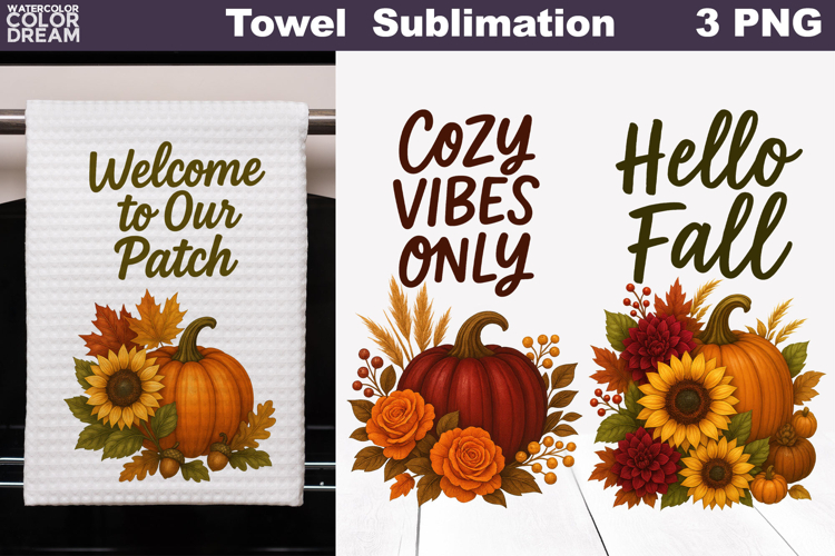 Pumpkin Floral Towel | Thanksgiving Sublimation