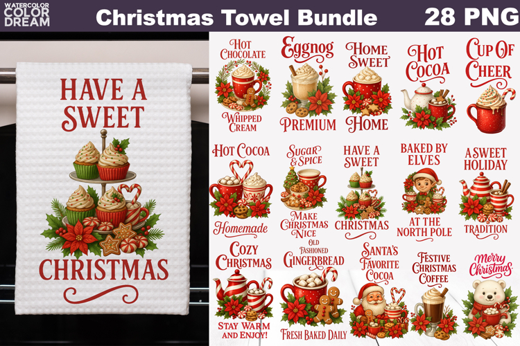 Vintage Christmas Towel Bundle | Christmas Quotes Towel