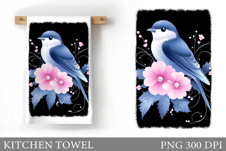 Cute Bird Kitchen Towel Design. Cute Bird Sublimation