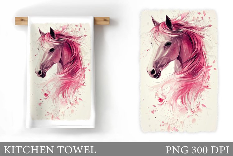Horse Kitchen Towel. Horse Flowers Sublimation