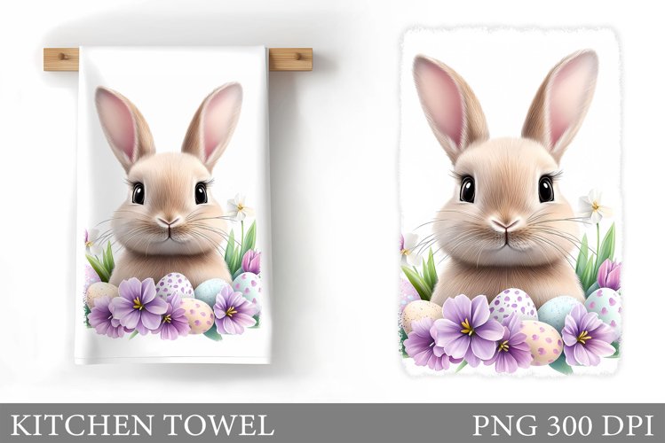 Cute Bunny Kitchen Towel Design. Easter Bunny Kitchen Towel