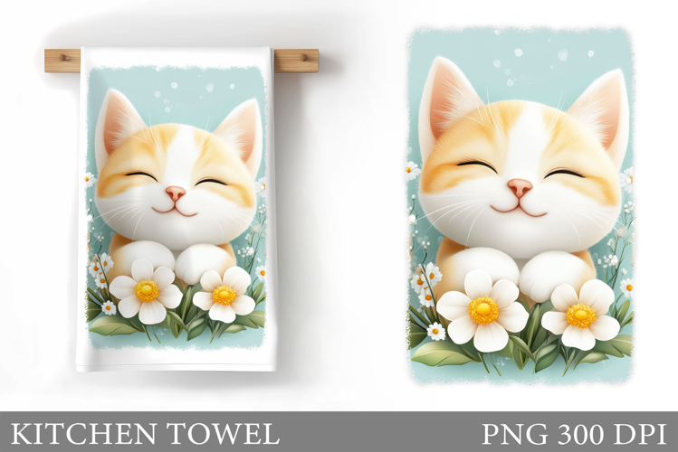 Cute Cat Kitchen Towel Design. Cute Cat Sublimation
