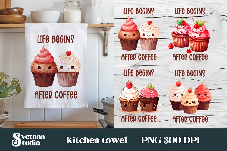 Cupcake kitchen towel sublimation | Towel PNG design