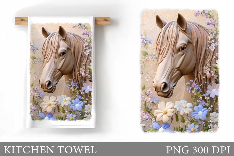 Horse Kitchen Towel Design. Cute Horse Sublimation