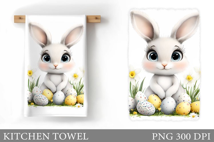 Easter Bunny Kitchen Towel. Bunny Kitchen Towel Sublimation example image 1
