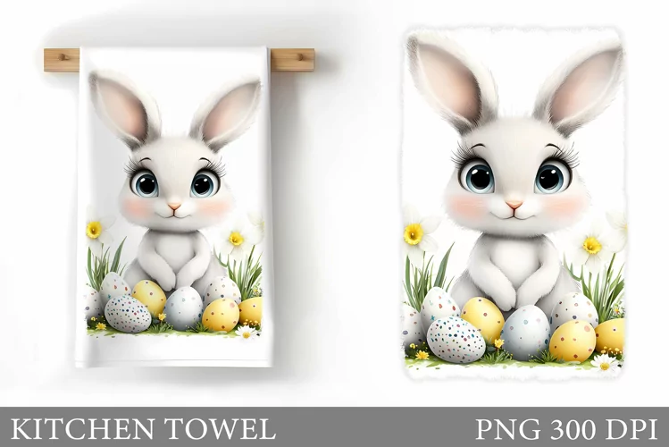 Easter Bunny Kitchen Towel. Bunny Kitchen Towel Sublimation