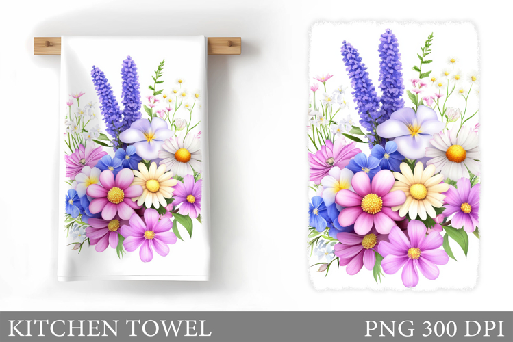 Flowers Kitchen Towel. Wildflowers Kitchen Towel Design