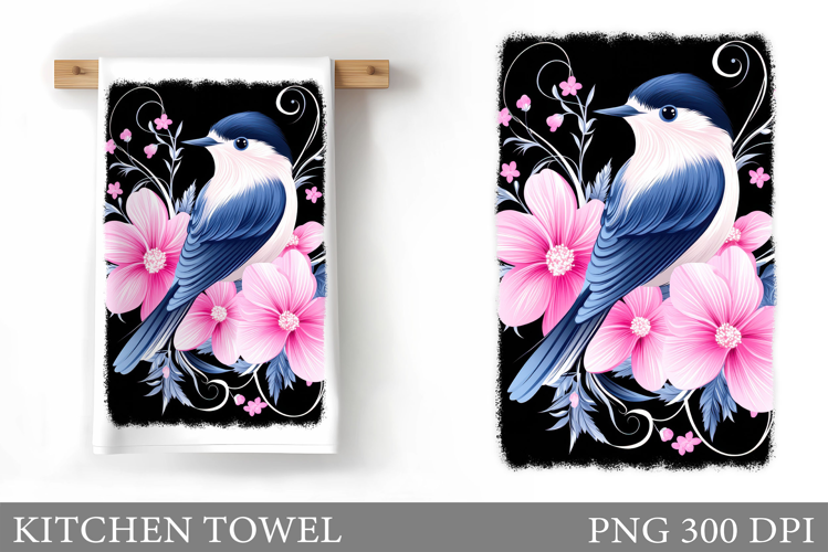 Cute Bird Kitchen Towel Design. Cute Bird Sublimation