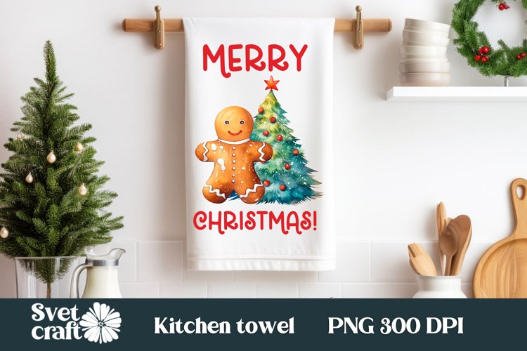 Christmas cute gingerbread kitchen towel PNG