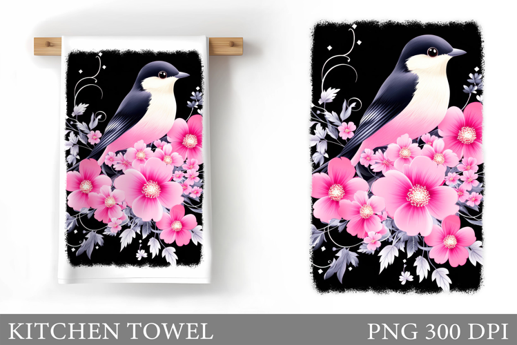 Cute Bird Kitchen Towel Design. Cute Bird Sublimation