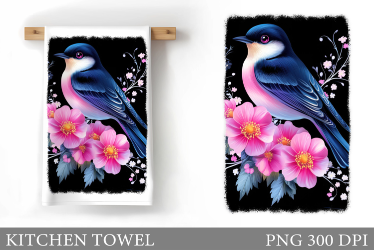 Cute Bird Kitchen Towel Design. Cute Bird Sublimation