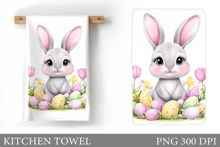 Easter Bunny Kitchen Towel. Easter Kitchen Towel Design