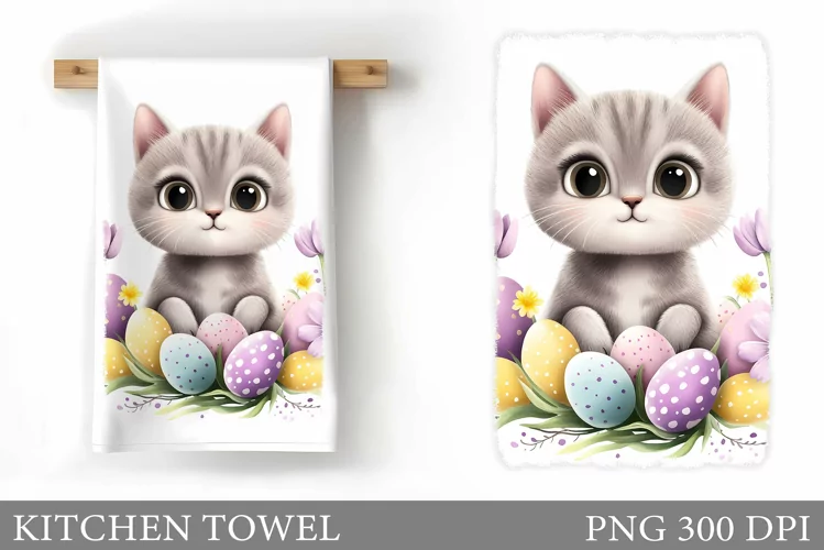 Easter Cat Kitchen Towel. Easter Kitchen Towel Sublimation