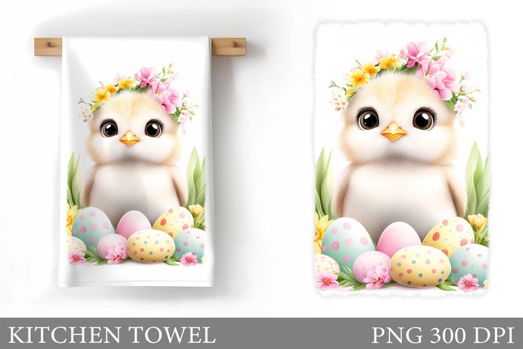 Easter Chick Kitchen Towel. Chick Easter Kitchen Towel