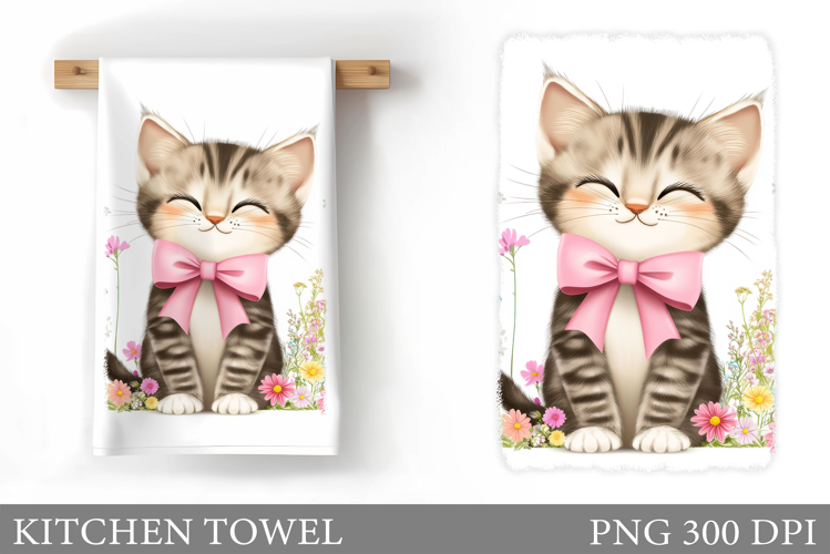 Cute Cat Kitchen Towel Design. Cute CaT Sublimation