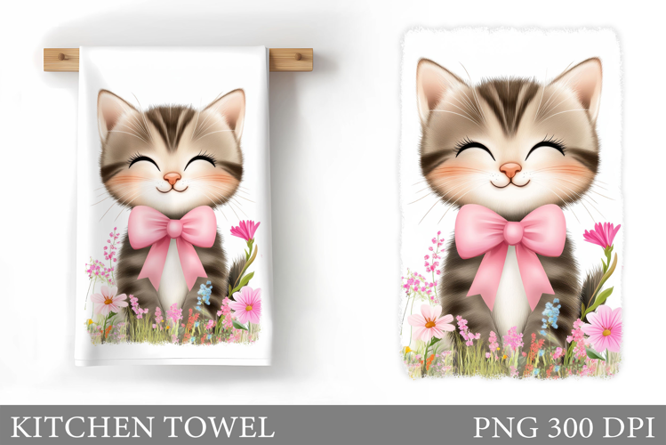 Cute Cat Kitchen Towel Design. Cute CaT Sublimation