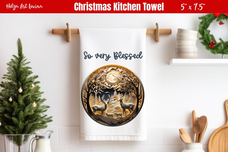 3D Christmas Kitchen Towel Sublimation