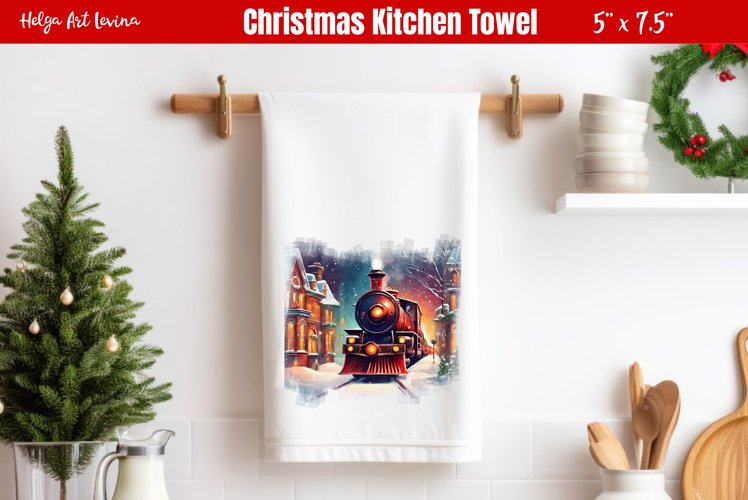 Kitchen Towel Sublimation | Christmas Train