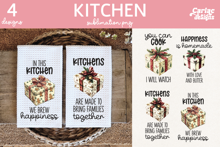 Christmas Kitchen Towel Sublimation, Farmhouse Kitchen Towel