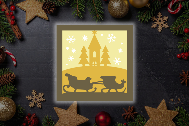 Sleigh Scene Christmas Shadow Box
