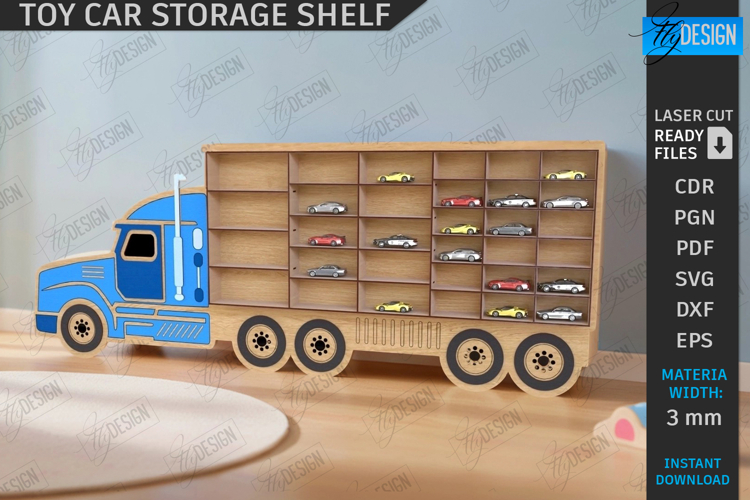 Toy Car Storage Shelf Laser Cut |Collection of Cars SVG| CNC