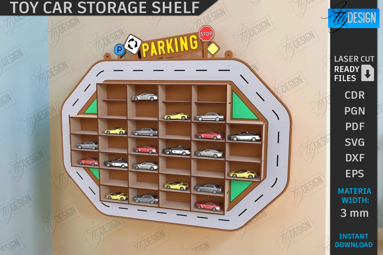 Toy Car Storage Shelf Laser Cut |Collection of Cars SVG| CNC