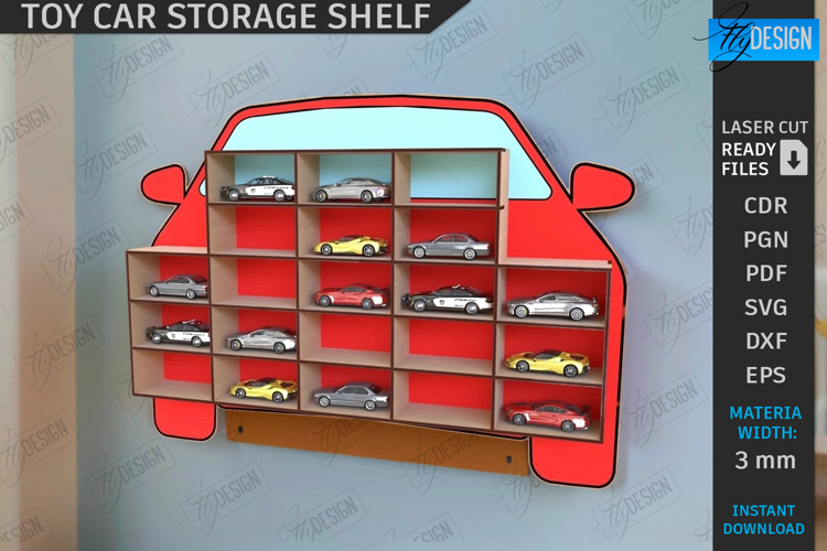 Toy Car Storage Shelf Laser Cut |Collection of Cars SVG| CNC