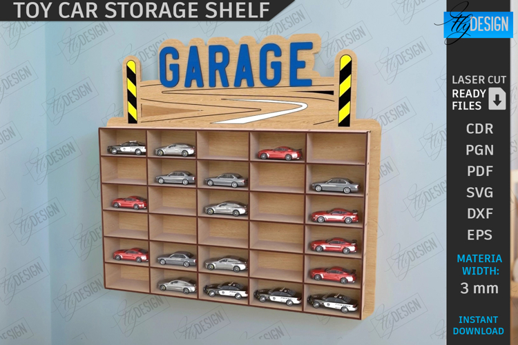 Toy Car Storage Shelf Laser Cut |Collection of Cars SVG| CNC