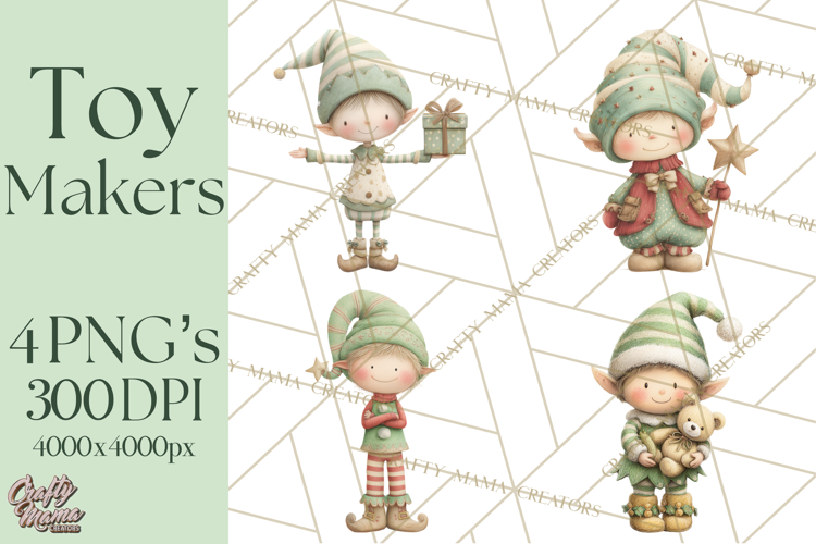 Santas Elves Clipart, Christmas Elf Illustrations PNG