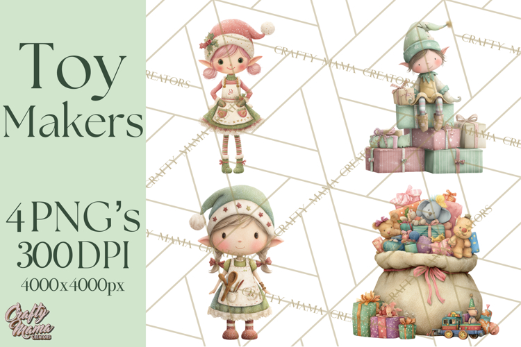 Santas Elves Clipart, Christmas Elf Illustrations PNG