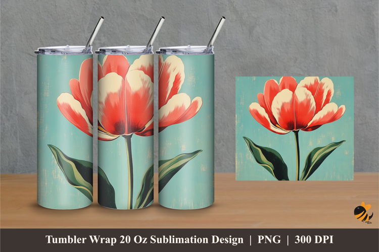 Tulip Art Tumbler Wrap Sublimation Designs 1