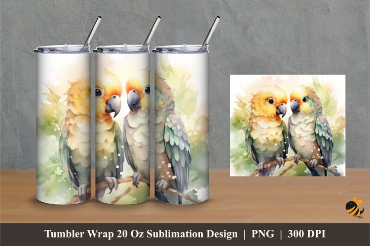 Cute Parrots Tumbler Wrap Sublimation Designs 1