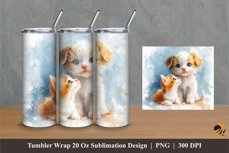 Cute Kitten Tumbler Wrap Sublimation Designs 1