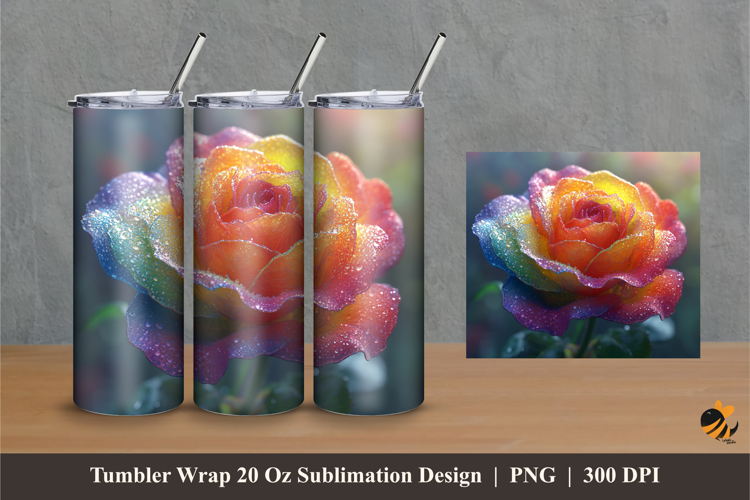 Soft Rose Tumbler Wrap Sublimation Designs 1