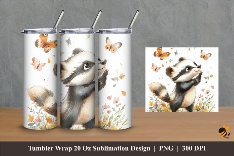 Little Badger Tumbler Wrap Sublimation Designs 1