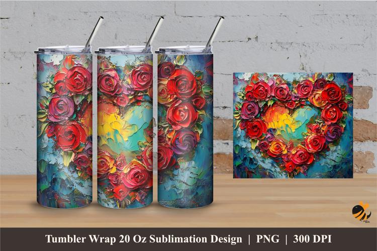 Rose of Love Tumbler Wrap Sublimation Designs 2