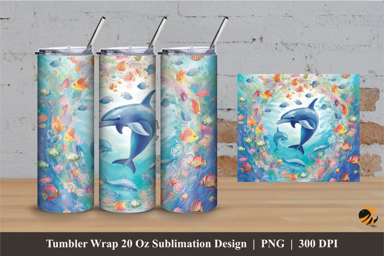 Fantasy Dolphin Tumbler Wrap Sublimation Designs 2