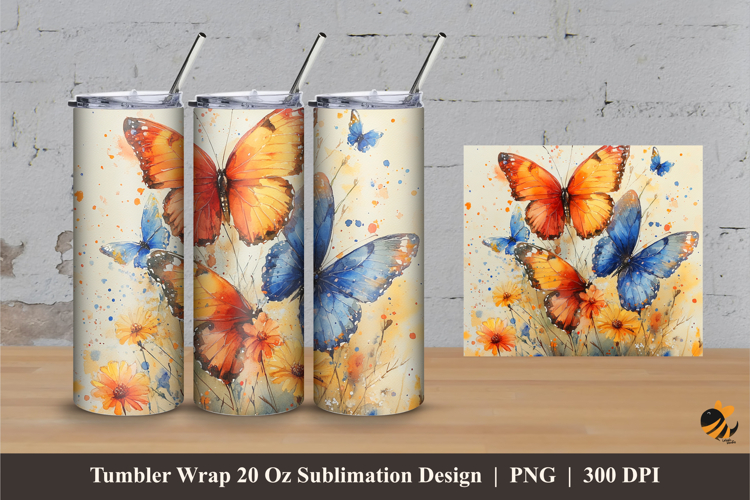 Fluttering Butterflies Wrap Sublimation Designs 3