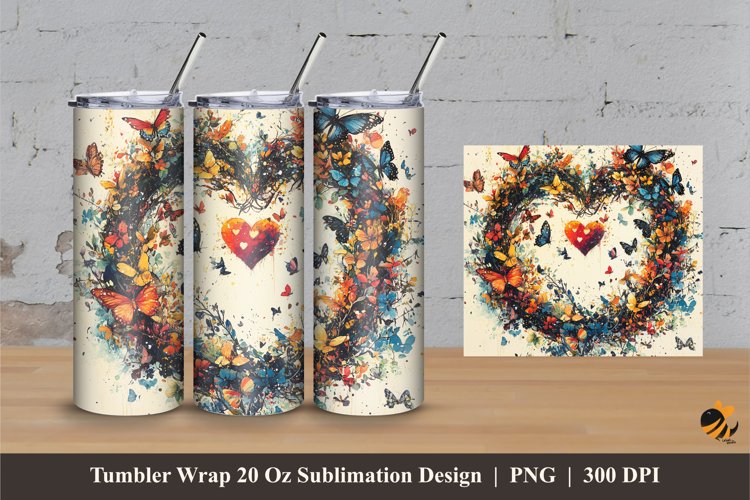 Flock of Butterflies Tumbler Wrap Sublimation Designs 3
