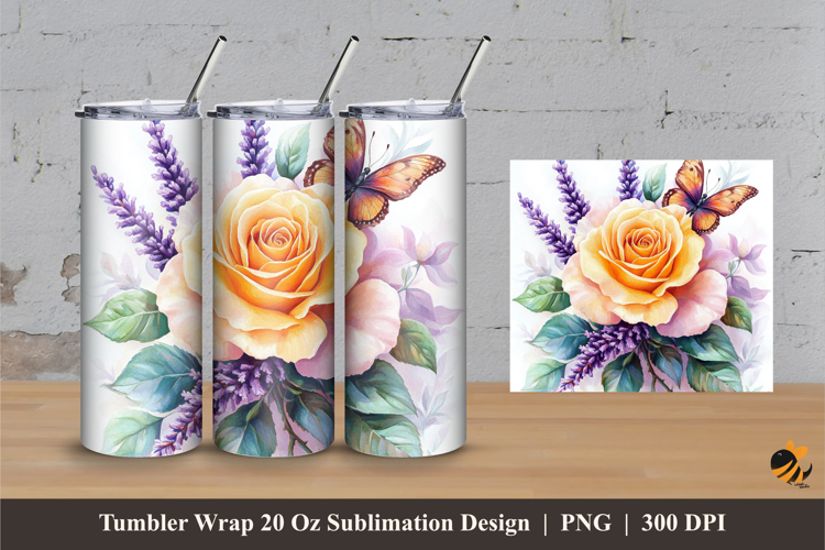 Yellow Rose Tumbler Wrap Sublimation Designs 3