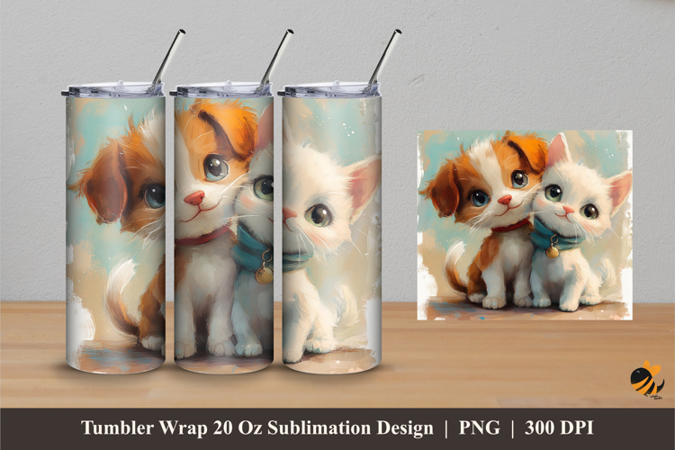 Cute Kitten Tumbler Wrap Sublimation Designs 4