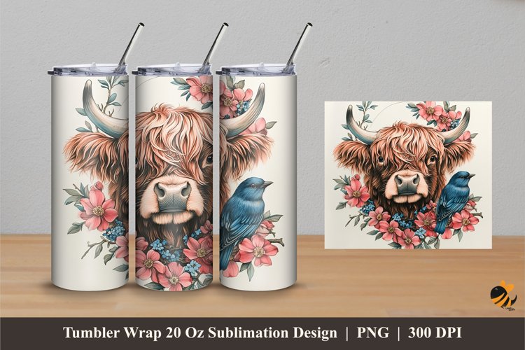 Traditional Cow Tumbler Wrap Sublimation Designs 4