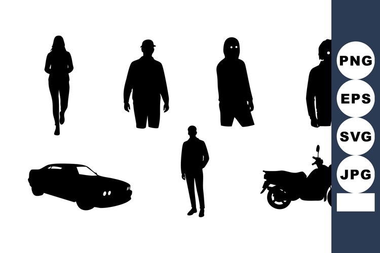 People Walking Silhouette Image 11
