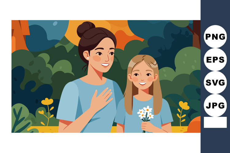 Mother And Daughter Clipart Image 10